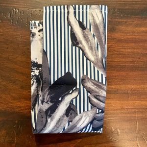 Blue And White Floral Pattern Pocket Square. 12in By 12 Inch. Gently Used